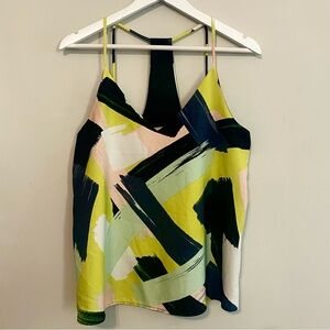 BANANA REPUBLIC Geometric Abstract T-Back Dressy Tank Top - Yellow Black Size S